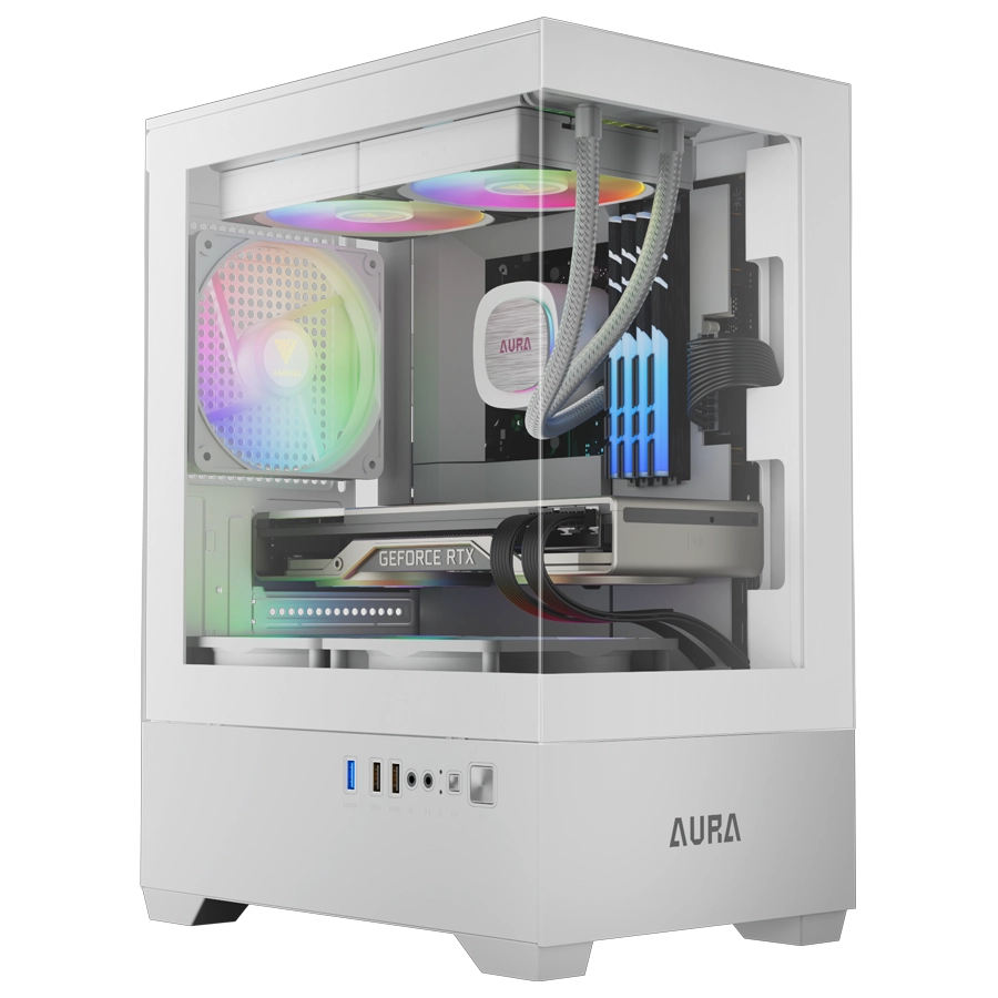 Gabinete GAMDIAS AURA GC9M WH ARGB Micro Tower mATX TG 3xFan Blanco