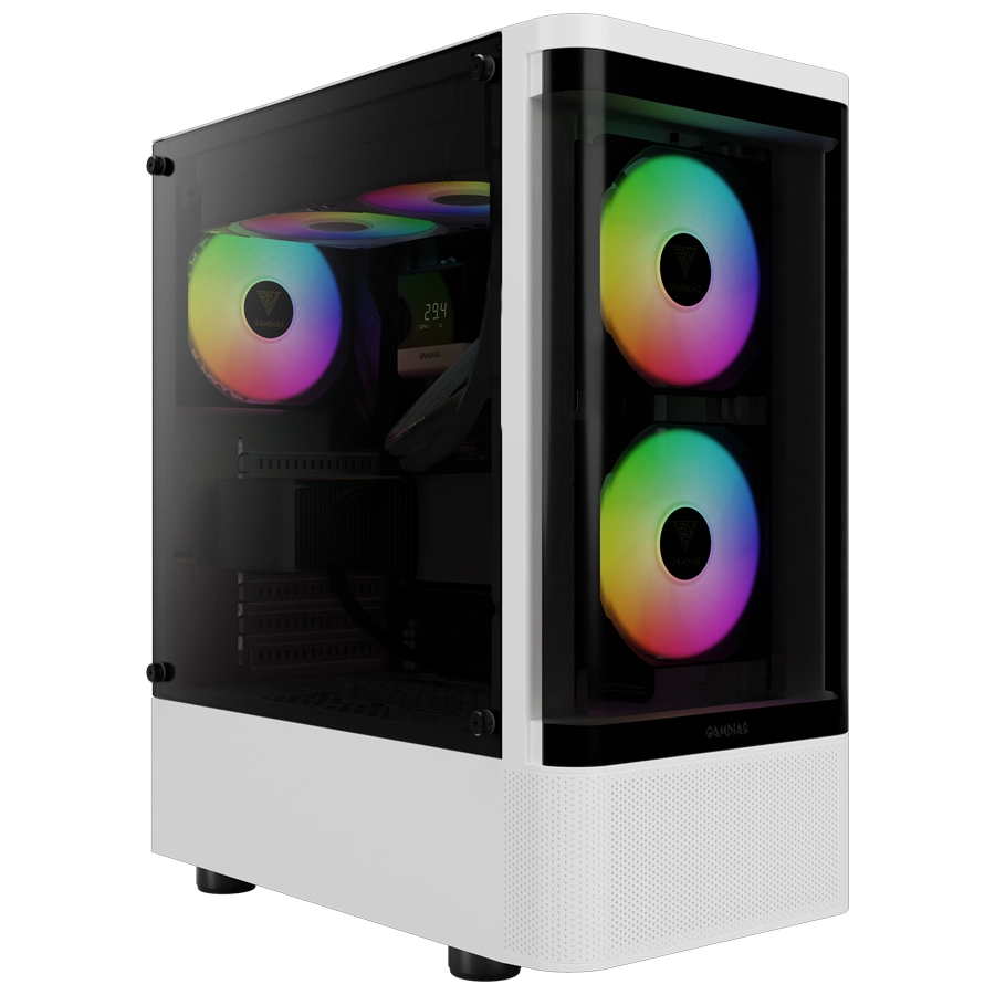 GABINETE GAMDIAS TALOS E3 CG WH MID TOWER ATX TG CURVADO 3XFAN ARGB BLANCO