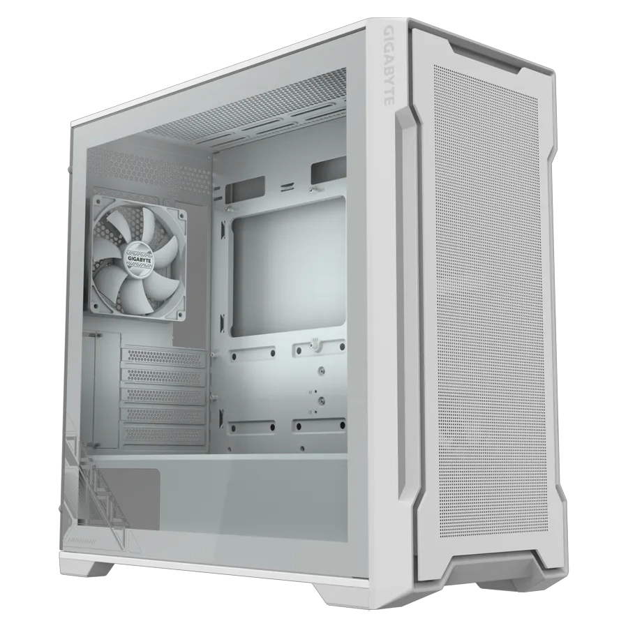 Gabinete GIGABYTE C102 GLASS ICE Mid Tower mATX TG 2xFan Blanco