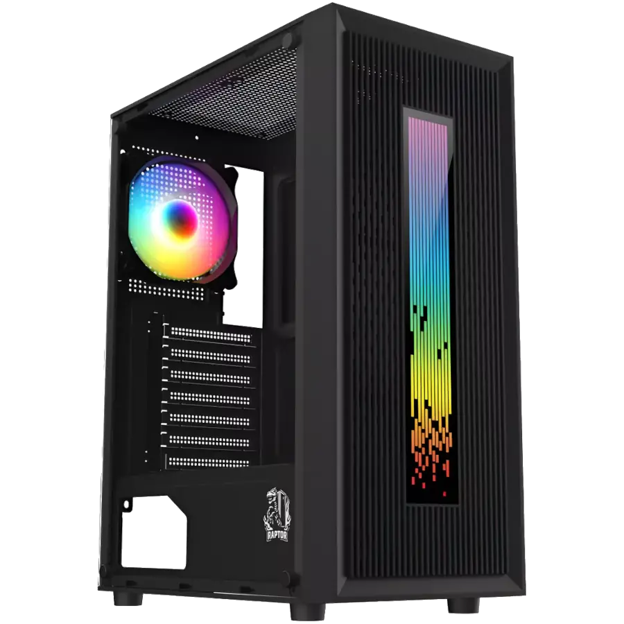 Gabinete Gamer Raptor Vortex Mid Tower TG RGB 1xFan RGB