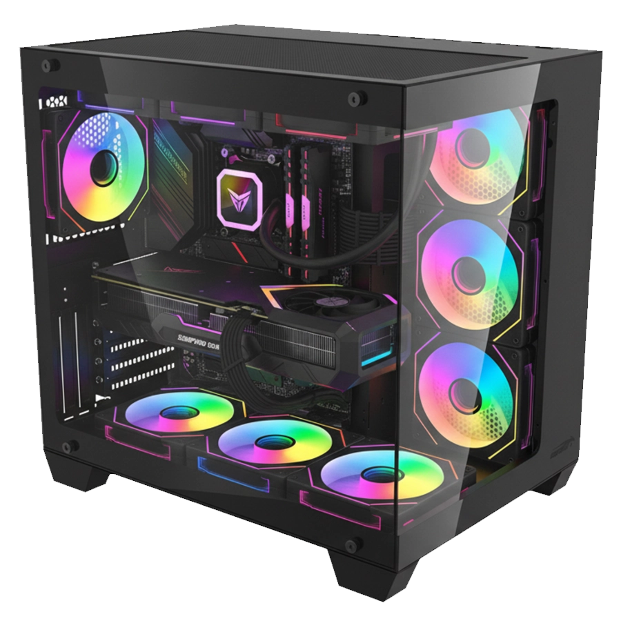 GABINETE GAMER SENTEY BEARER PRO MID TOWER E-ATX TG 7XFAN ARGB NEGRO C/ CTRL. ARGB
