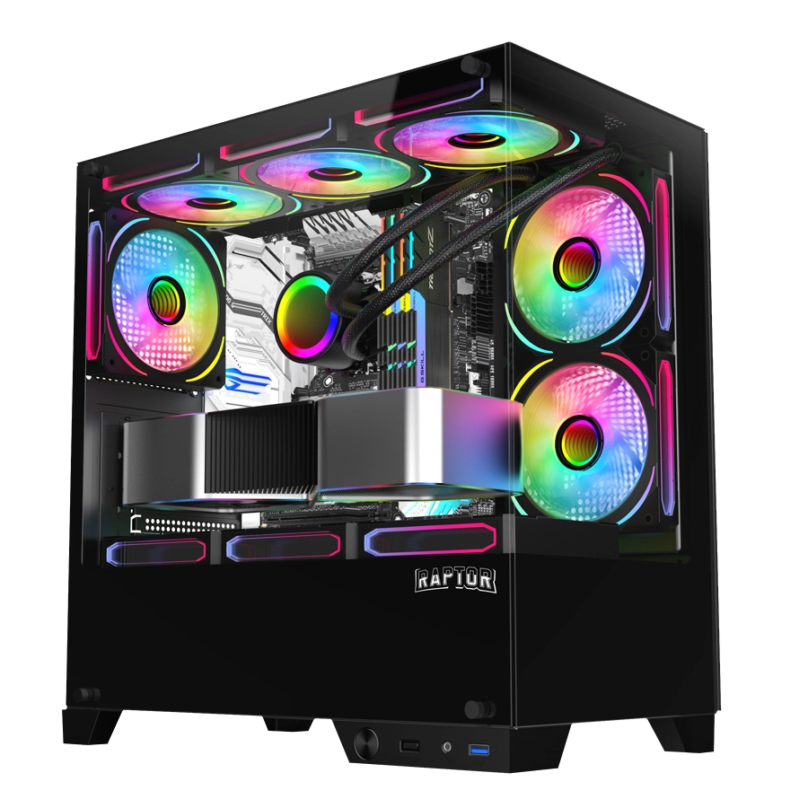 GABINETE RAPTOR THUNDER STRIKE MID TOWER MATX TG NEGRO 1XFAN RGB