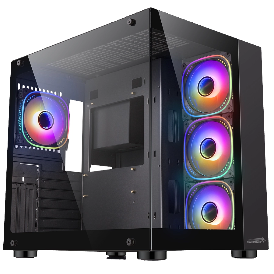 GABINETE SENTEY A30 MID TOWER E-ATX DUAL CHAMBER 2X TG 4X FAN ARGB NEGRO C/ CTRL. ARGB