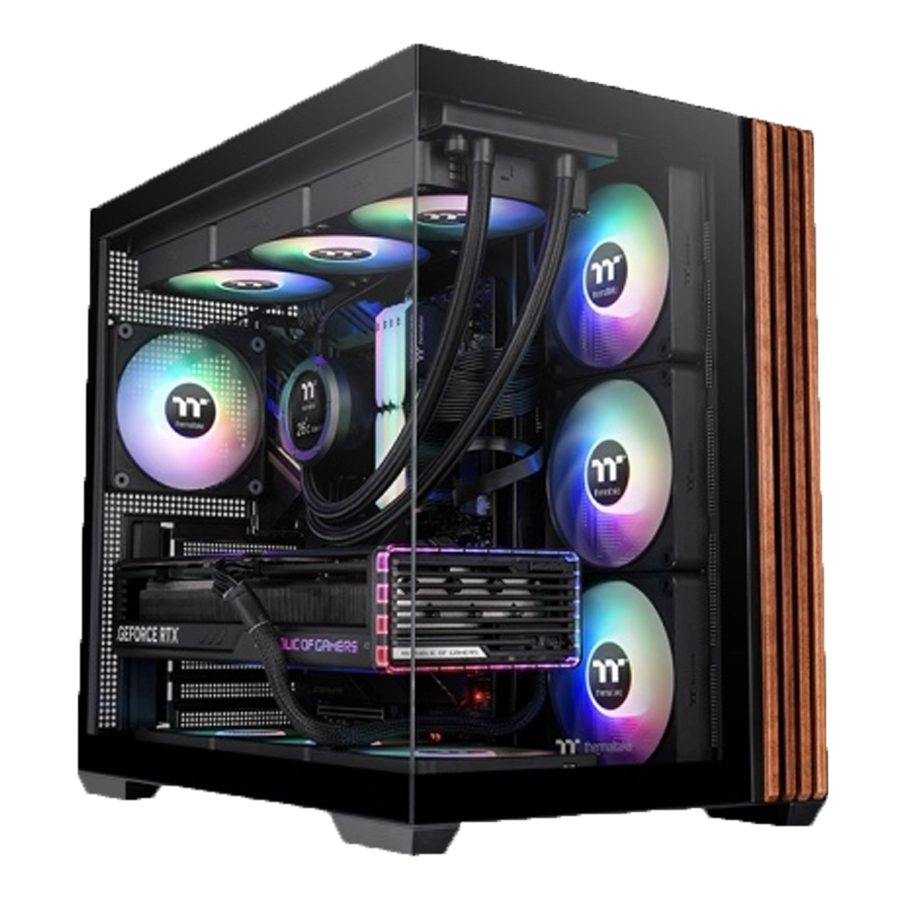 GABINETE THERMALTAKE VIEW 380 WS ARGB MID TOWER DUAL CHAMBER ATX BTF MADERA 2X TG 4X FAN NEGRO