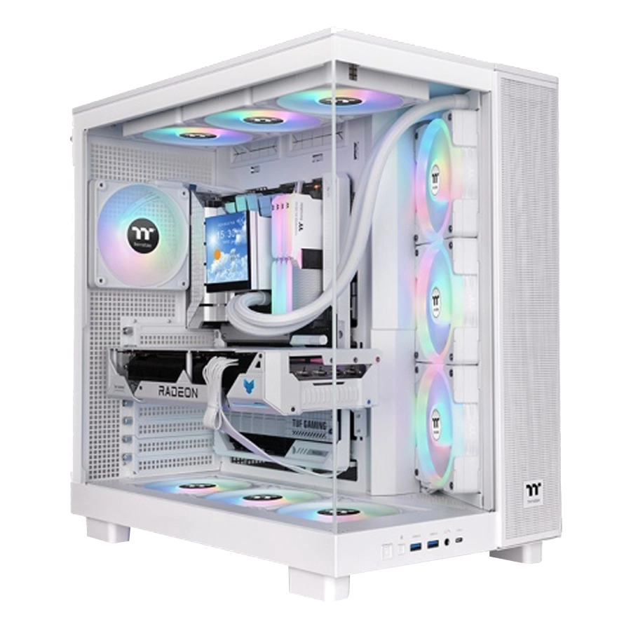 GABINETE THERMALTAKE VIEW 380 XL TG ARGB MID TOWER DUAL CHAMBER ATX 1X FAN SNOW BLANCO