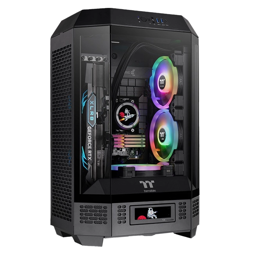 Gabinete Thermaltake The Tower 300 Micro Tower mATX Vertical TG LCD Negro 2xFan 140mm PWM