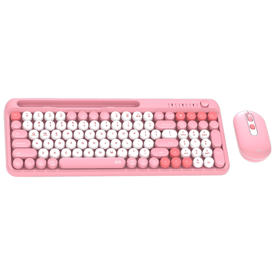 KIT TECLADO Y MOUSE INALÁMBRICO FANTECH GO MOCHI101 WK899 2.4G BT ROSA INGLÉS US