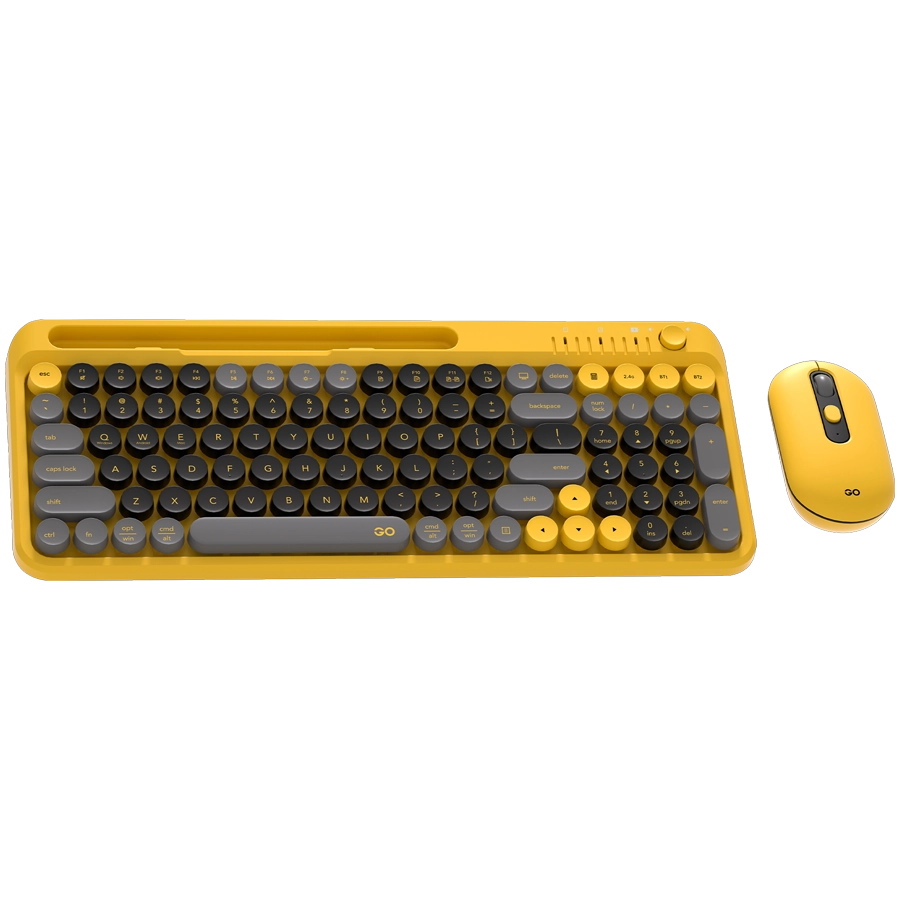 KIT TECLADO Y MOUSE INALÁMBRICO FANTECH GO MOCHI101 WK899 2.4G BT AMARILLO INGLÉS US