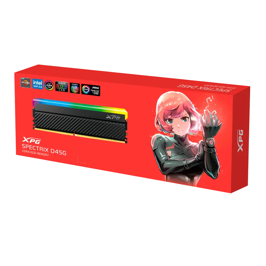 Memoria RAM XPG SPECTRIX D45G DDR4 RGB 8GB 3200MHz CL16 1.35V Negro