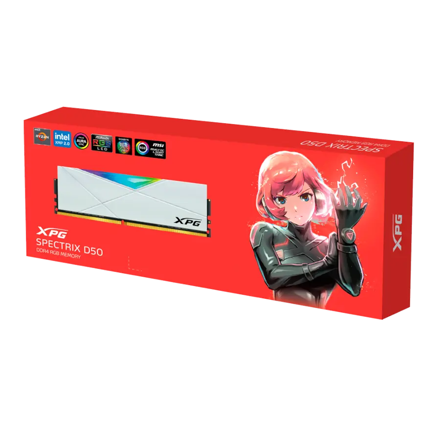 MEMORIA RAM XPG SPECTRIX D50 DDR4 RGB 8GB 3200MHZ CL16 BLANCO