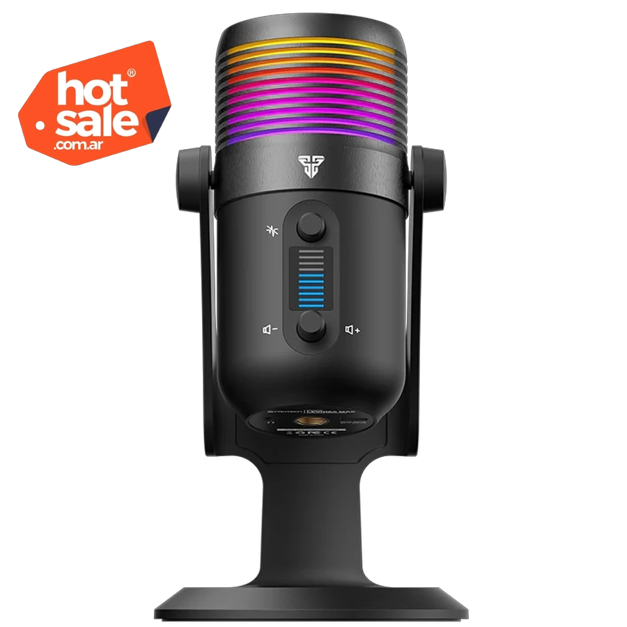 Micrófono Fantech Leviosa Max MCX03 Condensador Cardioide USB-C 192/24 RGB Negro c/ Base