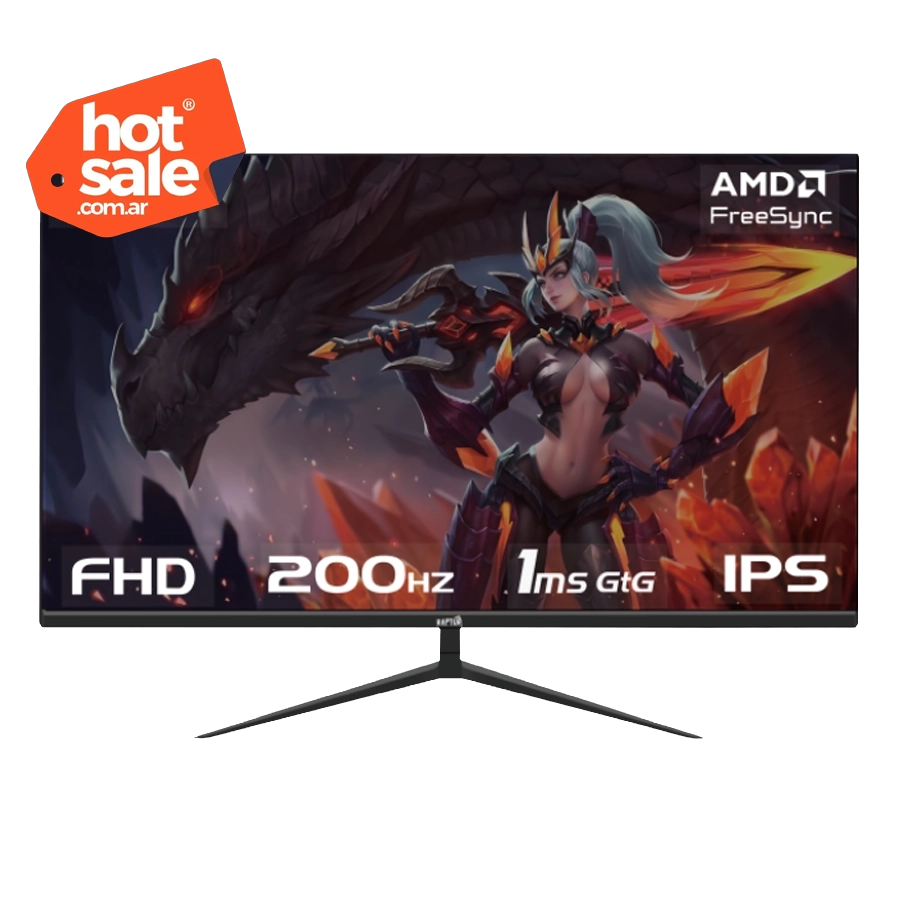 Monitor Gamer Raptor Hawk Eye 24" Frameless FHD 200Hz 1ms IPS FreeSync HDMI DP Negro
