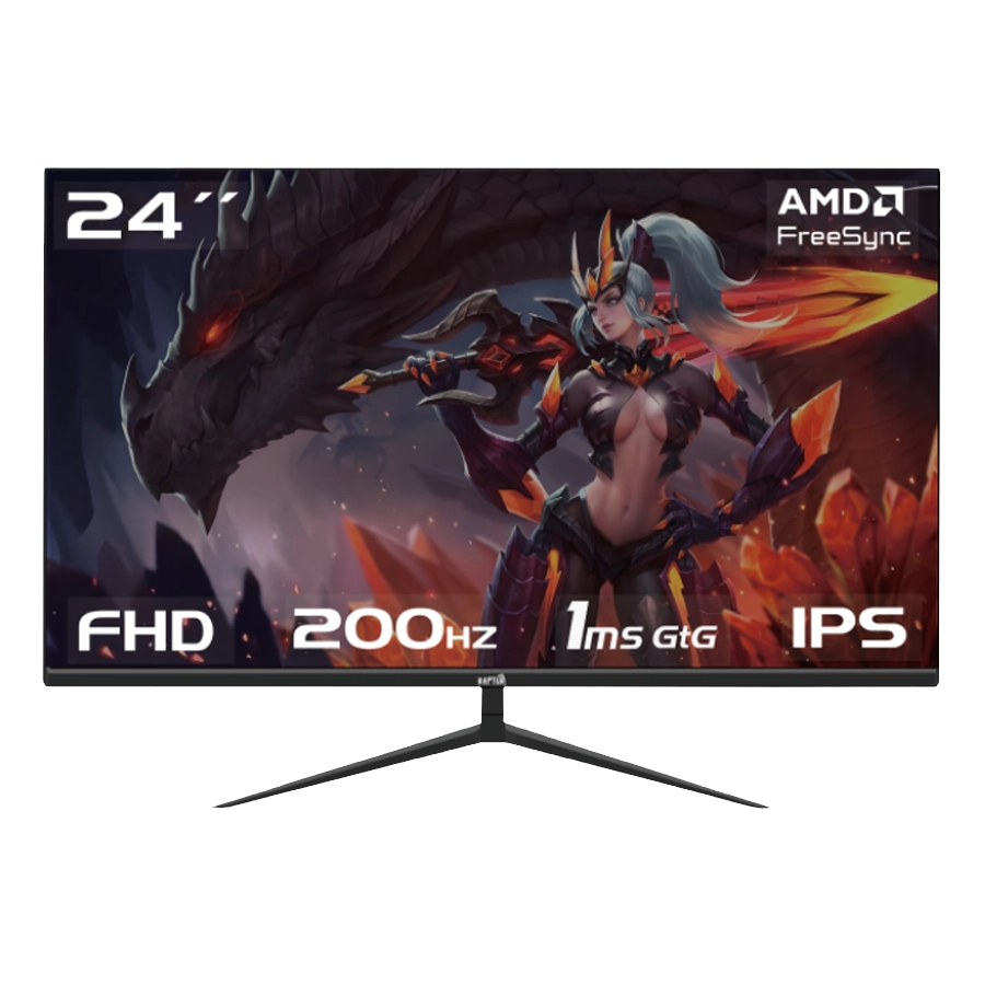 Monitor Gamer Raptor Hawk Eye 24" Frameless FHD 200Hz 1ms IPS FreeSync HDMI DP Negro