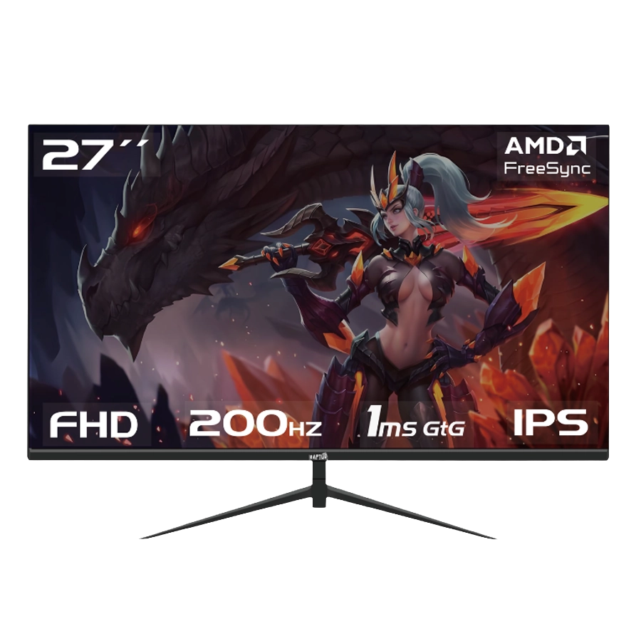 Monitor Gamer Raptor Hawk Eye 27" Frameless FHD 200Hz 1ms IPS FreeSync HDMI DP Negro