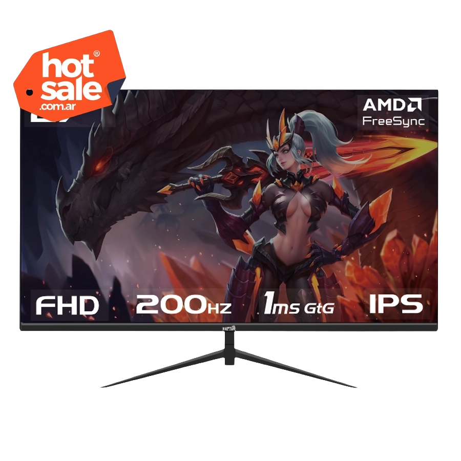 Monitor Gamer Raptor Hawk Eye 27" Frameless FHD 200Hz 1ms IPS FreeSync HDMI DP Negro