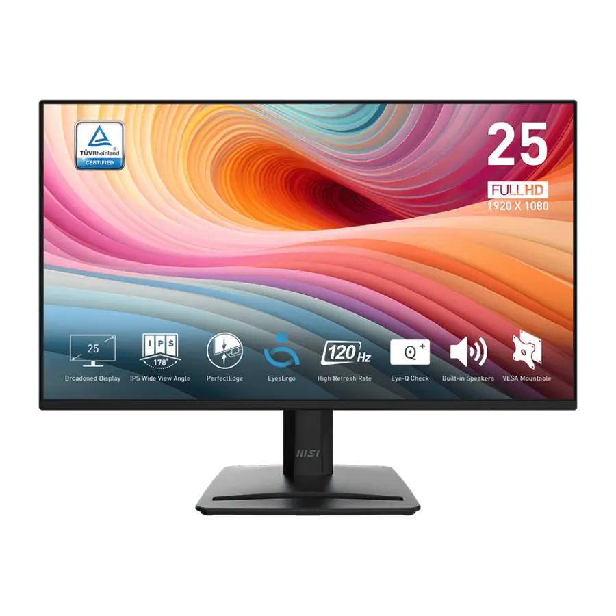 MONITOR MSI PRO MP252 E2 24,5" FHD 120HZ 1MS IPS HDR READY ADAPTIVE SYNC DP HDMI VGA