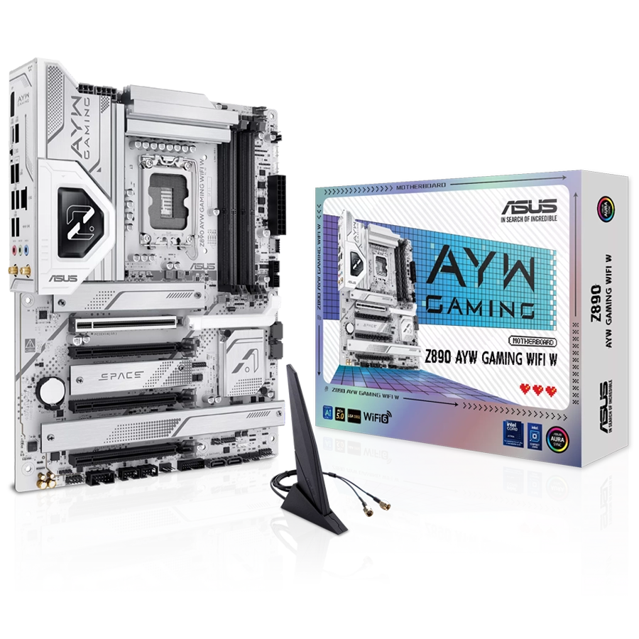 MOTHERBOARD ASUS Z890 AYW GAMING WIFI W INTEL LGA1851 ATX DDR5 PCIE 5.0 M.2 GEN5 WIFI6 2.5GB BLANCO