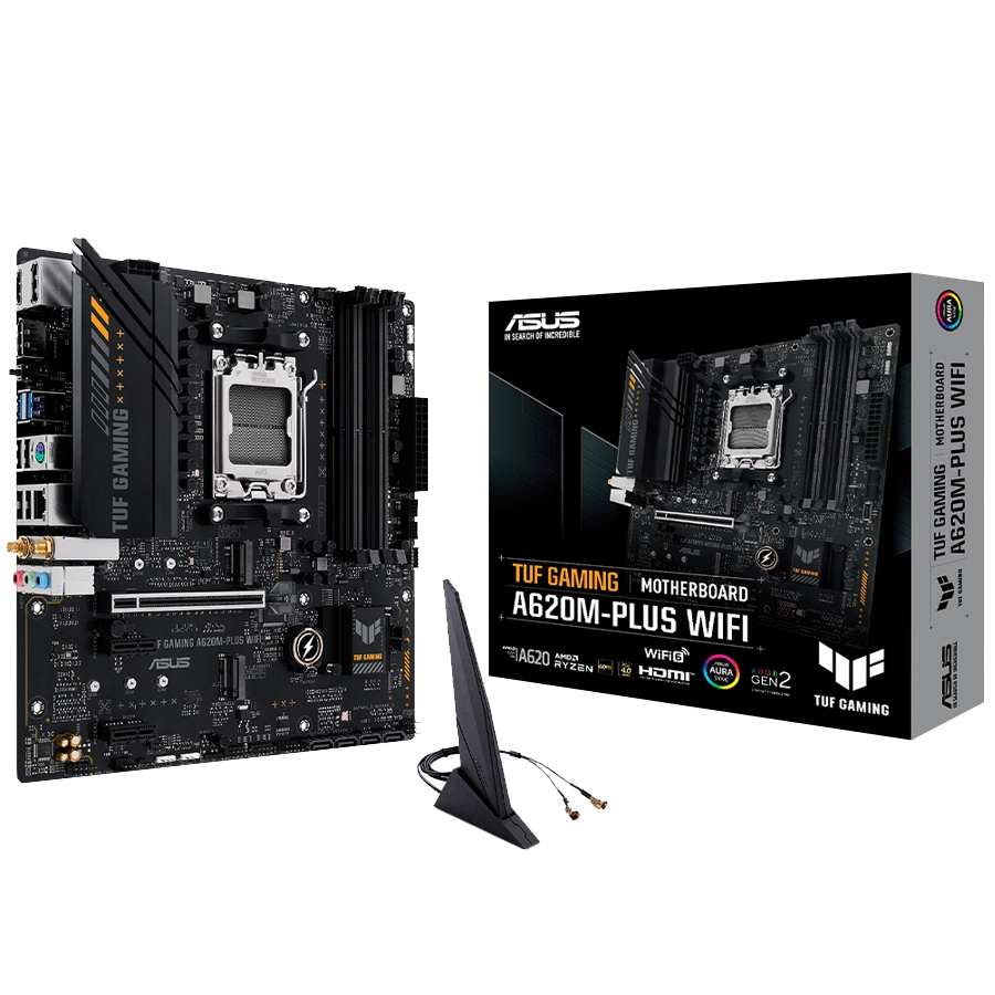 MOTHERBOARD ASUS TUF GAMING A620M-PLUS WIFI AMD AM5 MATX DDR5 PCIE 4.0 M.2 GEN4 LAN 2.5GB WIFI 6