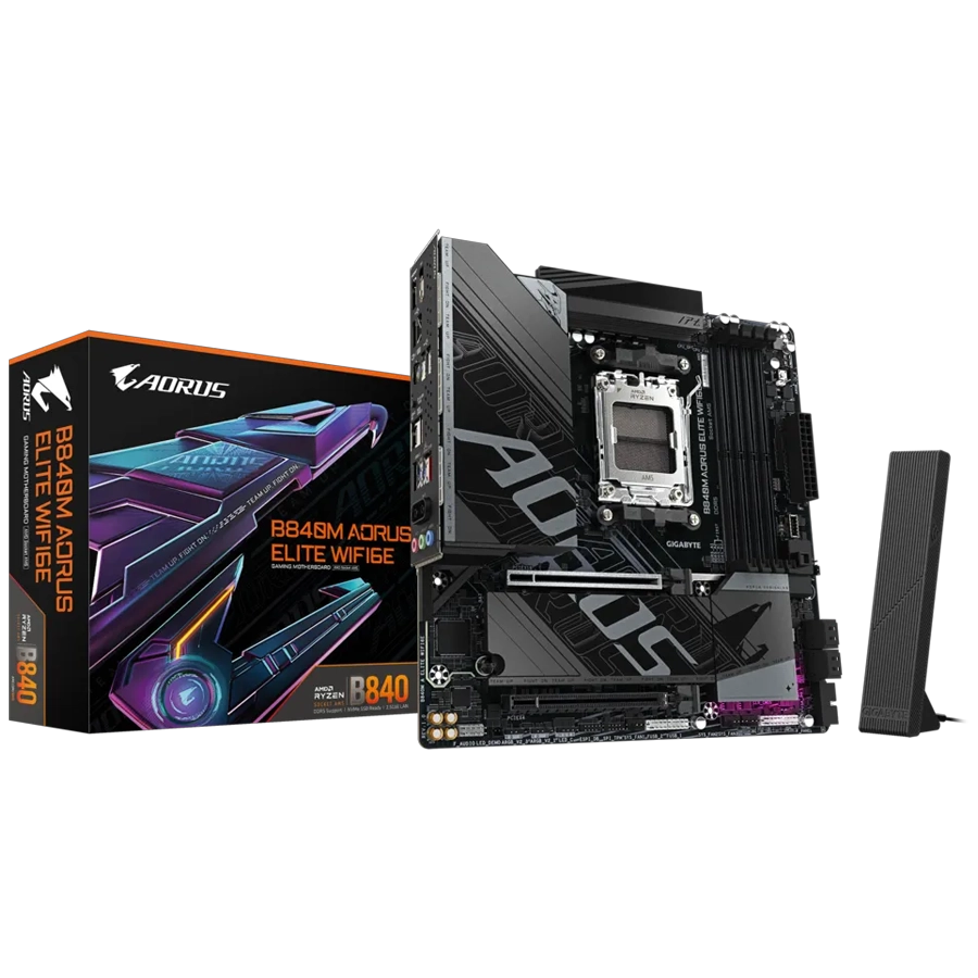 Motherboard GIGABYTE B840M AORUS ELITE WIFI6E AMD AM5 mATX DDR5 PCIe 4.0 M.2 Gen4 2.5GbE
