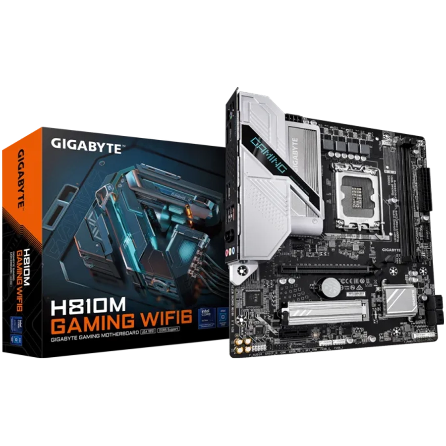 MOTHERBOARD GIGABYTE H810M GAMING WIFI6 INTEL LGA1851 MATX DDR5 PCIE 4.0 M.2 GEN4 LAN 2.5GBE