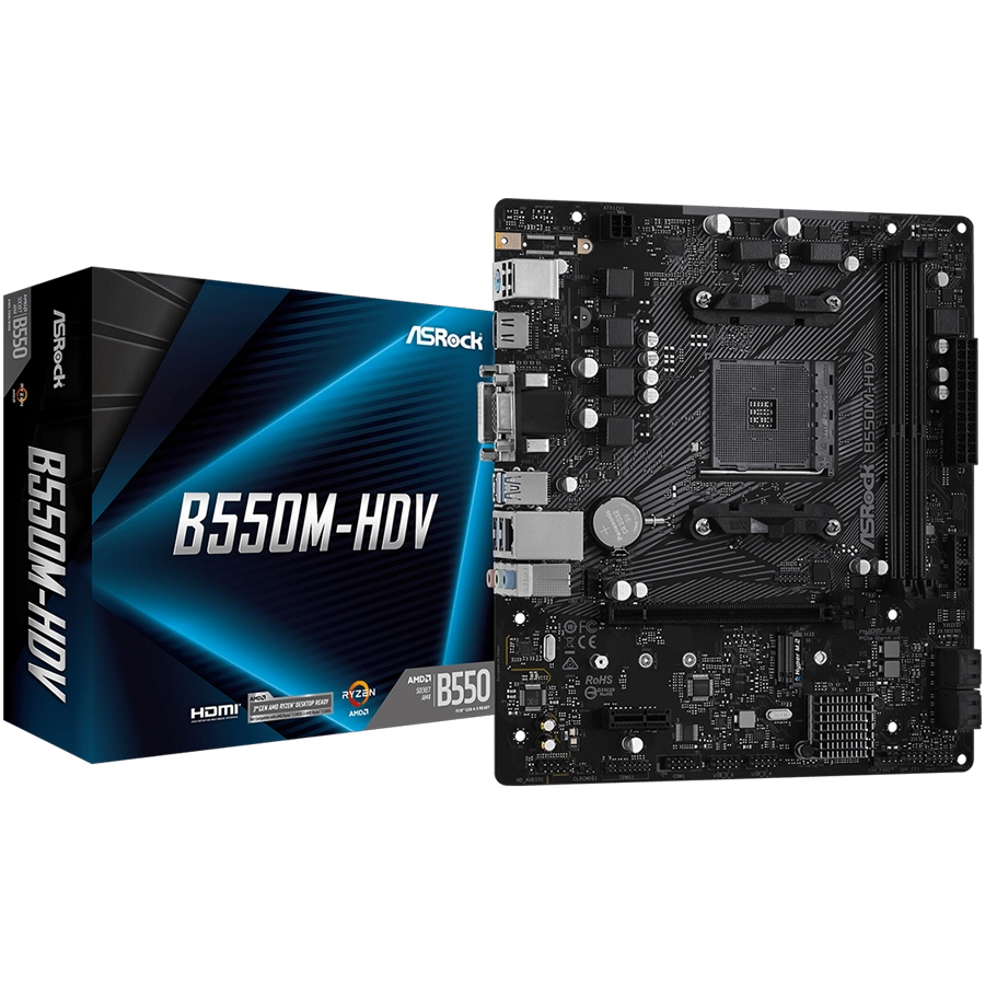 Motherboard ASRock B550M-HDV AMD AM4 mATX DDR4 PCIe 4.0 M.2 Gen4