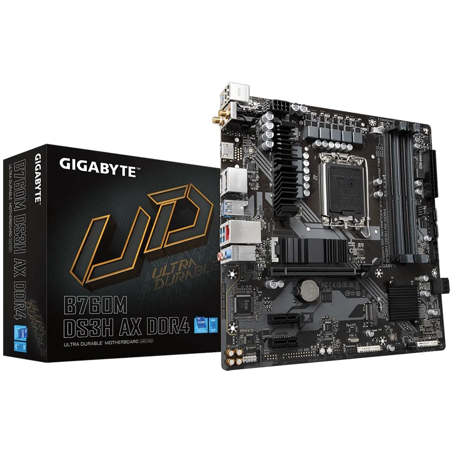 MOTHERBOARD GIGABYTE B760M DS3H AX DDR4 REV. 1.2 INTEL LGA1700 MATX WIFI6E PCIE 4.0 M.2 GEN4 2.5GBE