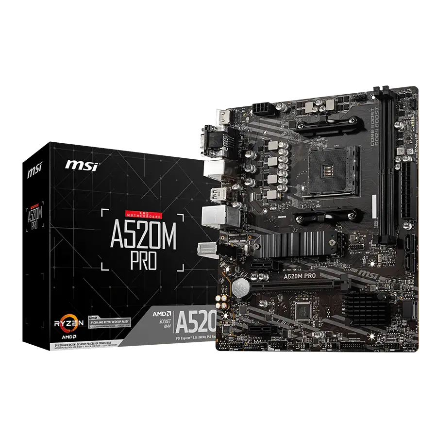 MOTHERBOARD MSI A520M PRO AMD AM4 MATX DDR4 PCIE 3.0 M.2 GEN3