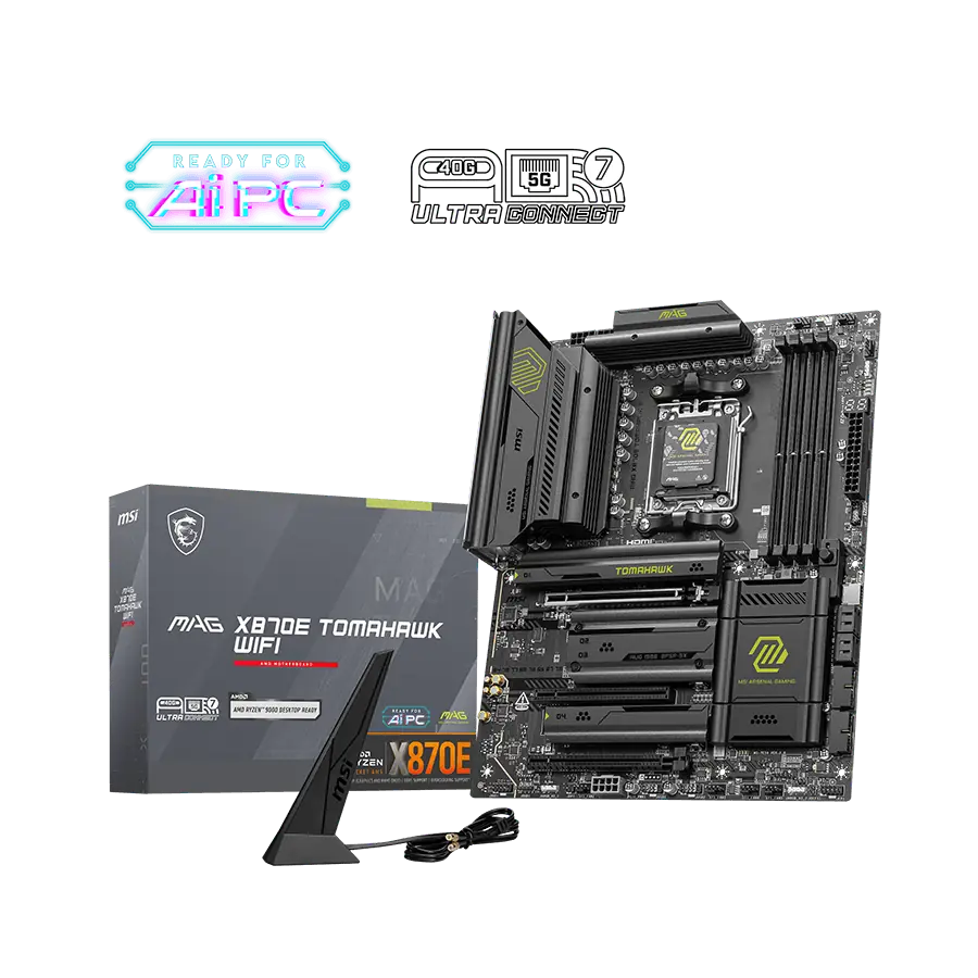 Motherboard MSI MAG X870E TOMAHAWK WIFI AMD AM5 ATX DDR5 Wi-Fi 7 PCIe 5.0 M.2 Gen5 USB4 LAN 5G