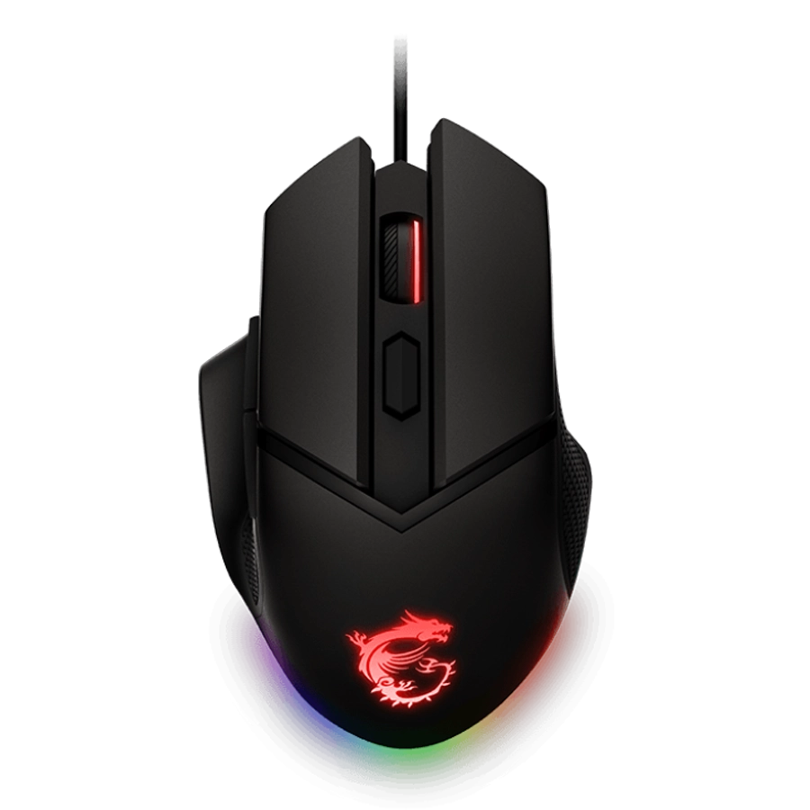 MOUSE GAMER MSI CLUTCH GM20 ELITE 6400DPI 6 BOTONES RGB PESO AJUSTABLE SWITCH OMRON