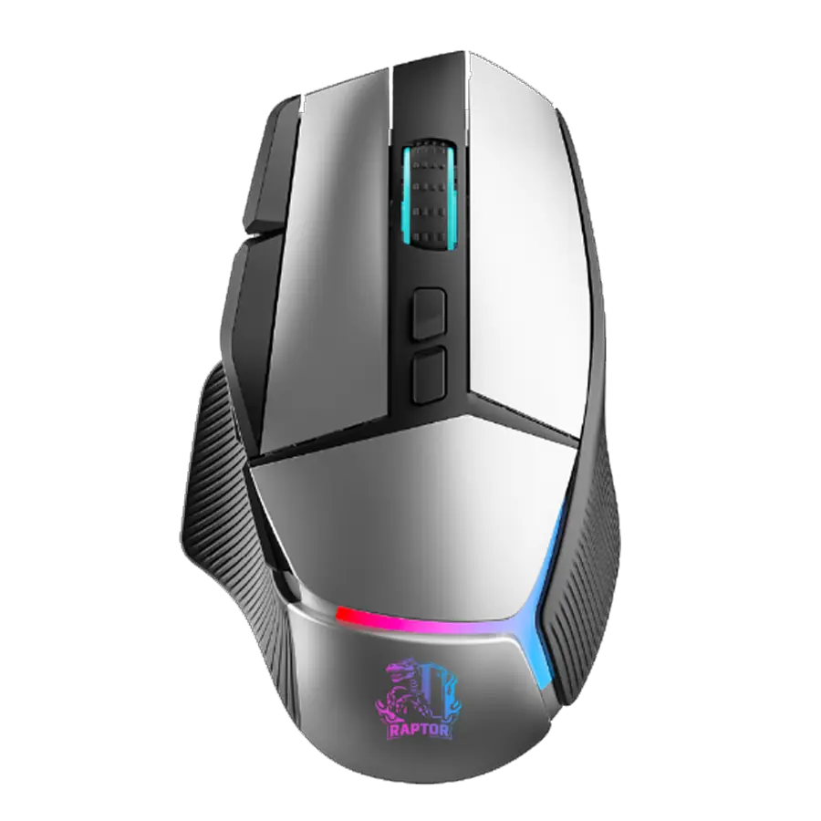 Mouse Gamer Raptor Storm Grip 9 Botones 8000dpi Plateado LED