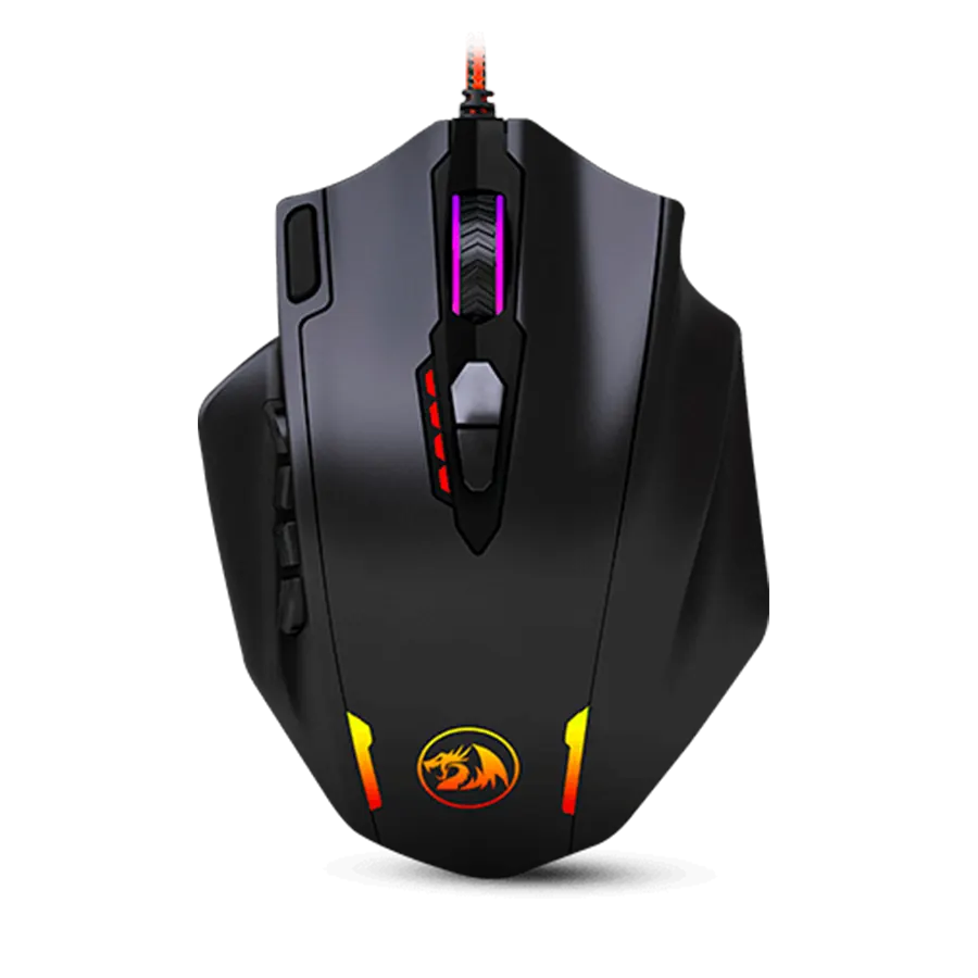 Mouse Gamer Redragon Impact Black M908 RGB 18 Botones 12400dpi Peso Ajustable Negro