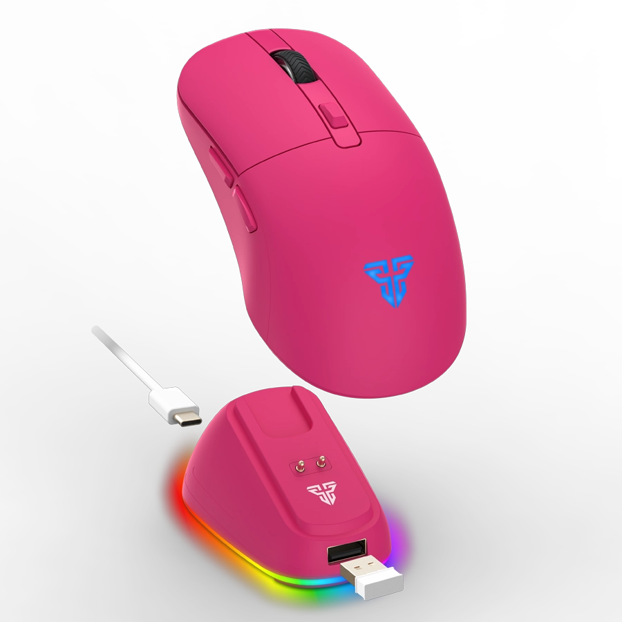MOUSE INALÁMBRICO GAMER FANTECH KANATA WIRELESS WG9RD ROSIE 12K DPI USB 2.4G BT ROSA C/ DOCK ARGB