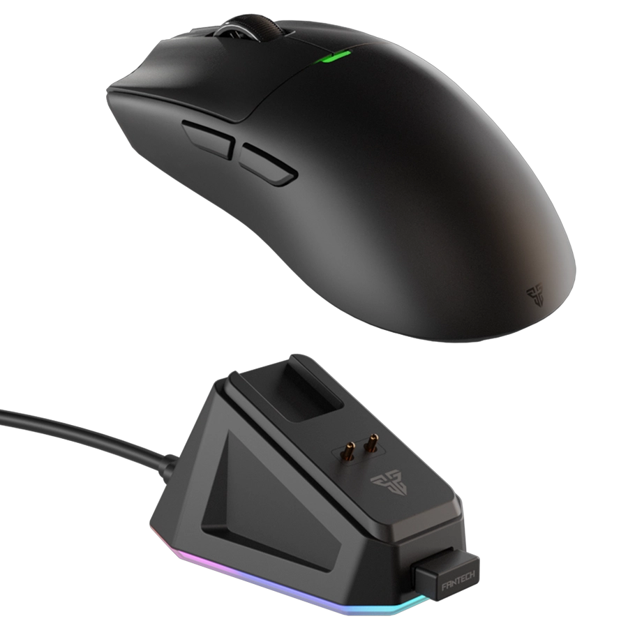 Mouse Inalámbrico Gamer Fantech TANTO E WG13E Recargable Dock RGB 12K DPI 5 Botones BT USB Negro