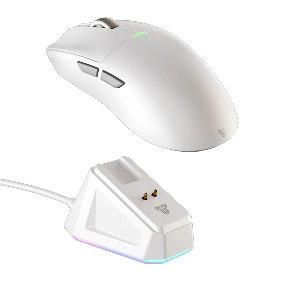 MOUSE INALÁMBRICO GAMER FANTECH TANTO S WG13S 8KHZ DOCK RGB 26K DPI 5 BOTONES BT 2.4G USB BLANCO