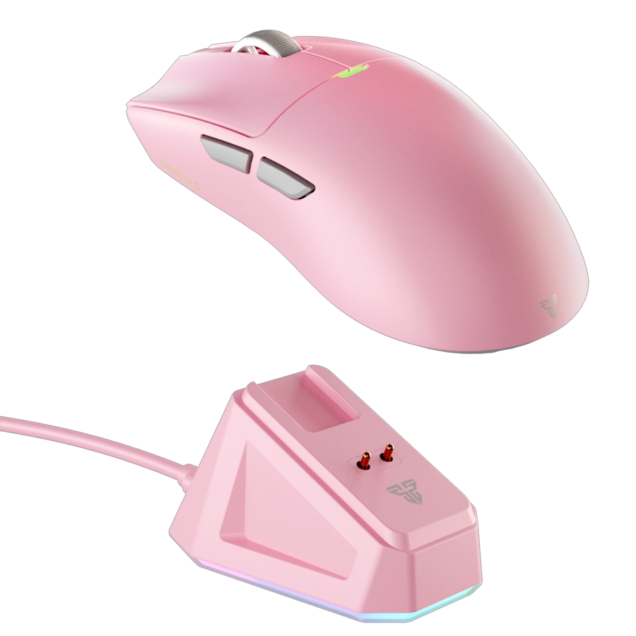 MOUSE INALÁMBRICO GAMER FANTECH TANTO S WG13S 8KHZ DOCK RGB 26K DPI 5 BOTONES BT 2.4G USB ROSA