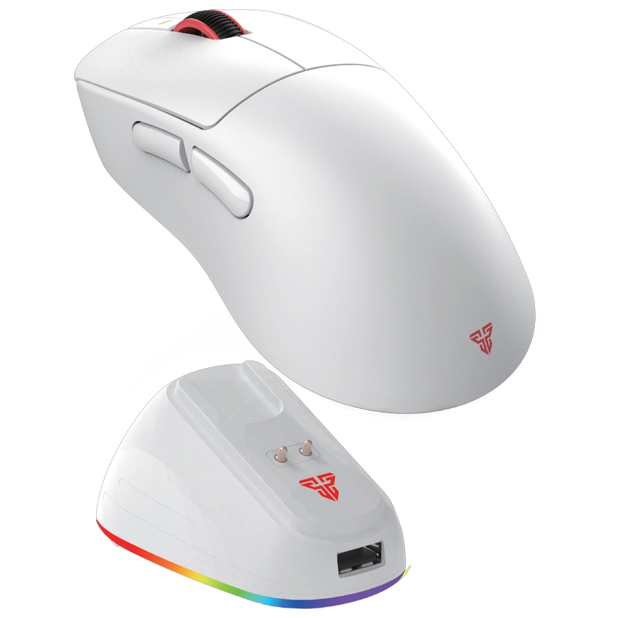 MOUSE INALÁMBRICO GAMER FANTECH YARI PRO WG14P 8KHZ 42K DPI ERGONÓMICO DOCK RGB 2.4G BT USB BLANCO
