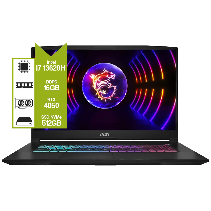 Notebook MSI Katana 17 B13VEK 17.3" 144Hz | Intel i7-13620H | RTX 4050 | 16GB DDR5 | 512GB | W11H