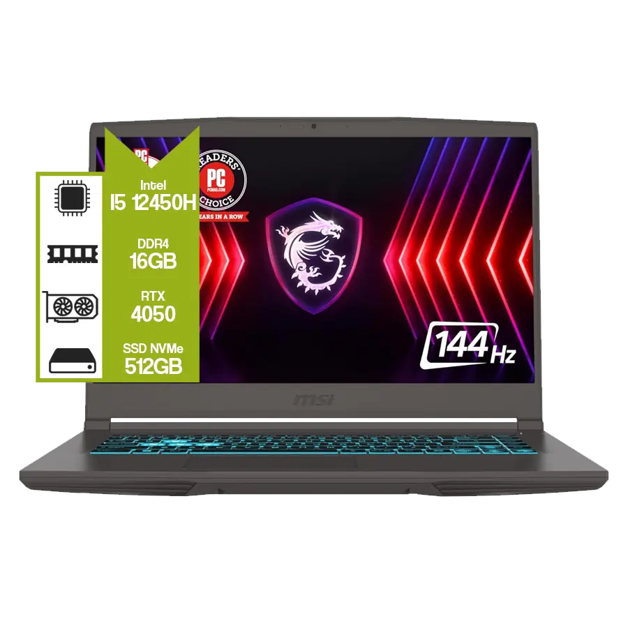 Notebook MSI Thin 15 B12VE 15.6" 144Hz | Intel i5-12450H | RTX 4050 | 16GB DDR4 | 512GB | W11H