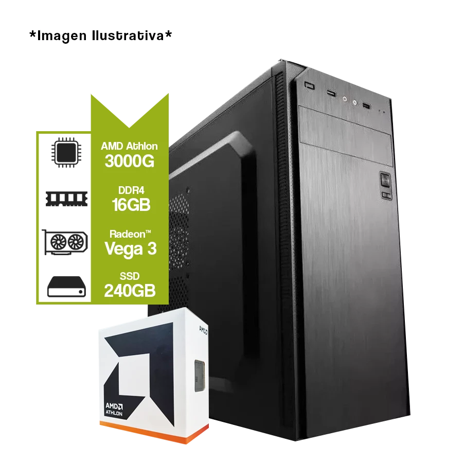 PC Armada AMD Athlon 3000G + A520 + SSD 240GB + 16GB DDR4