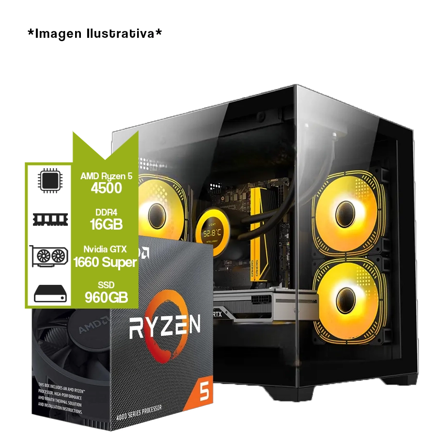 PC Armada AMD Ryzen 5 4500 + A520M + GeForce GTX 1660 Super + 16GB + M.2 500GB 