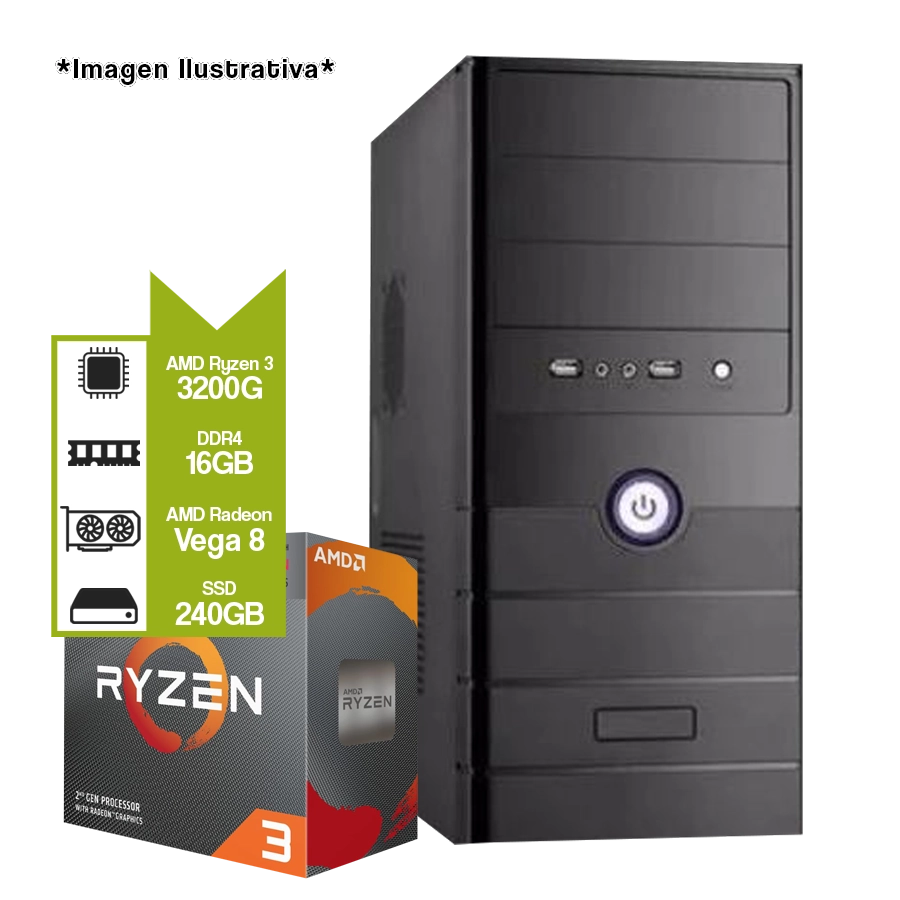 PC Armada Gamer AMD Ryzen 3 3200G + A520M +  16GB DDR4 + 240GB SSD