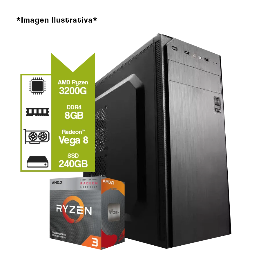 PC Armada Gamer AMD Ryzen 3200G + A520 + SSD 240GB + 8GB DDR4