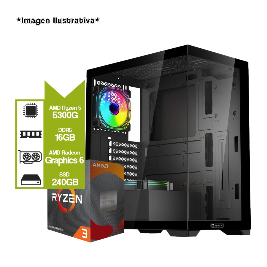 PC Armada Gamer AMD Ryzen 3 5300G + A520M + SSD 240GB + 16GB + JT-X94B