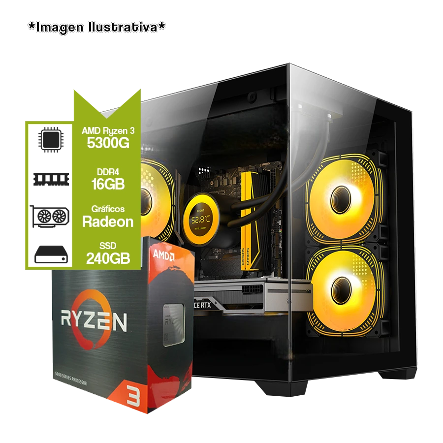 PC Armada Gamer AMD Ryzen 5300G + A520M + SSD 240GB + 16GB + JT-X93