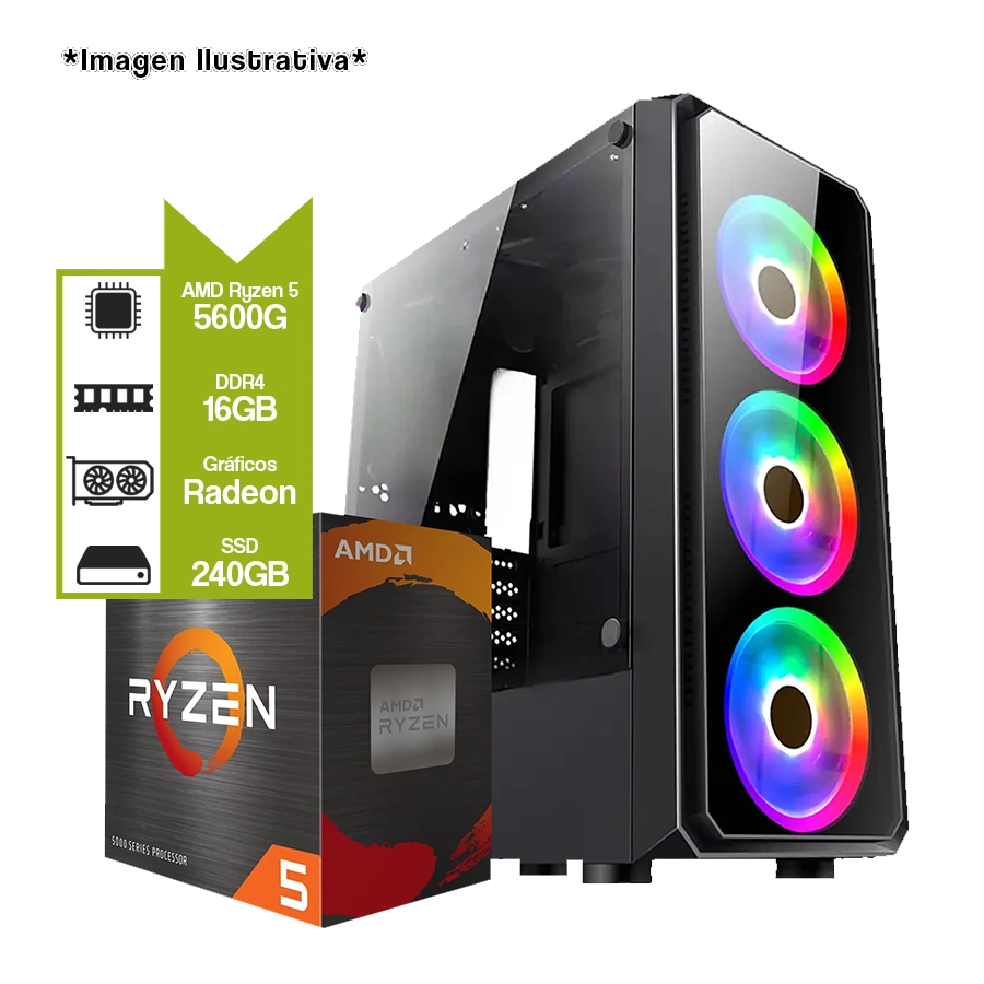 PC Armada Gamer AMD Ryzen 5600G + A520M + SSD 240GB + 16GB + JT-LX76