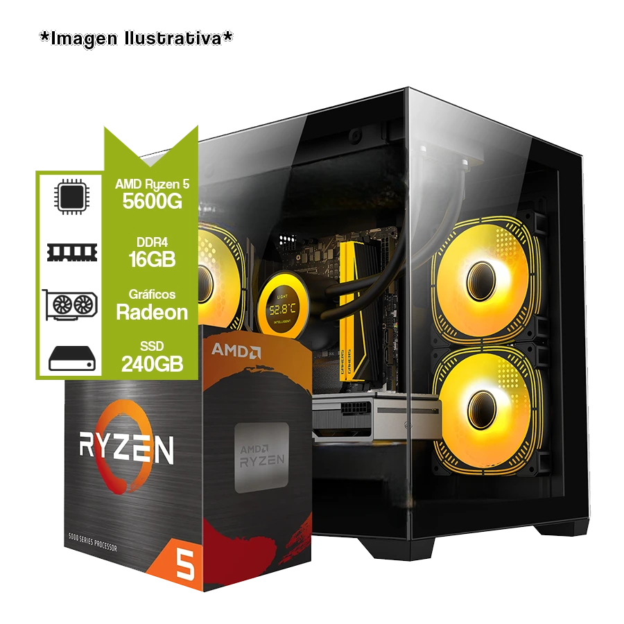 PC Armada Gamer AMD Ryzen 5600G + A520M + SSD 240GB + 16GB + JT-X93