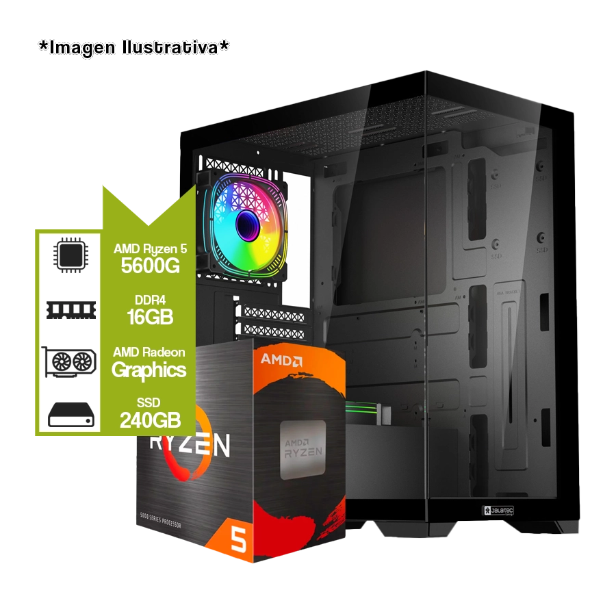 PC Armada Gamer AMD Ryzen 5600G + A520M + SSD 240GB + 16GB + JT-X94B