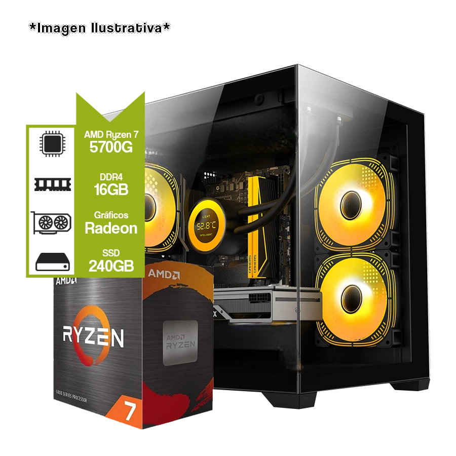 PC Armada Gamer AMD Ryzen 5700G + A520M + SSD 240GB + 16GB + JT-X93