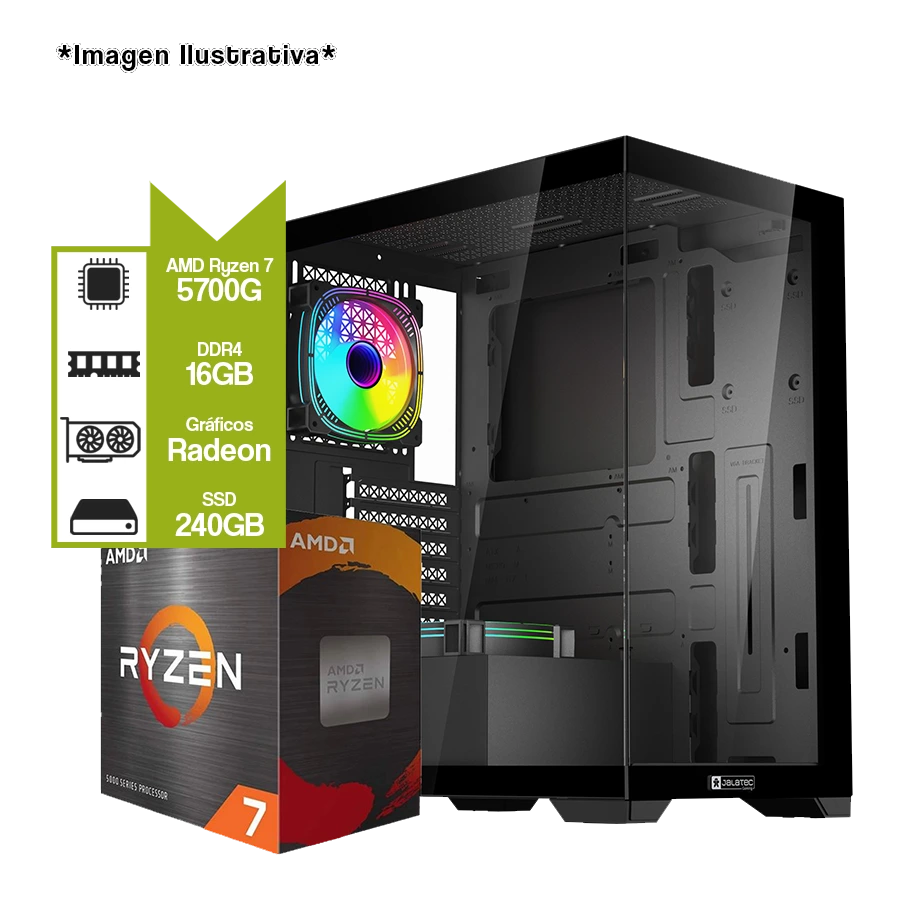 PC Armada Gamer AMD Ryzen 5700G + A520M + SSD 240GB + 16GB + JT-X94B