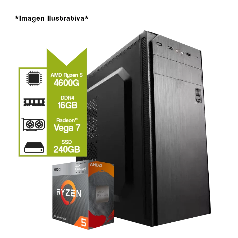PC Armada Gamer AMD Ryzen 5 4600G + A520M + SSD 240GB + 16GB DDR4